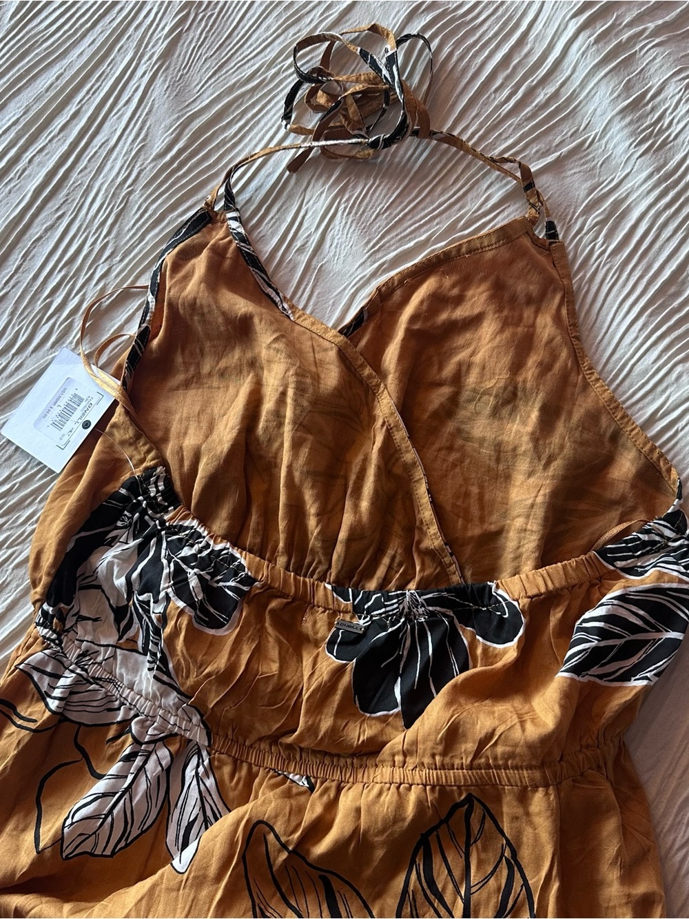 NWT O'Neill Rubia - Mustard Floral Wrap Maxi Dress - Picture 7 of 7